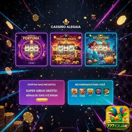 Imagem do cassino Alegria com diversos jogos disponíveis no site 777br.